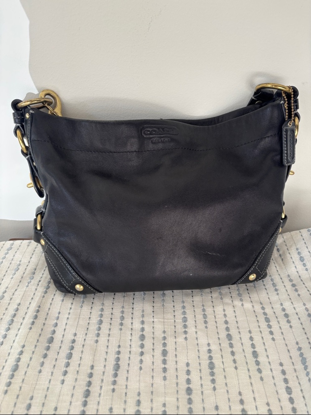 Coach Carly Hobo Black Leather Shoulder Bag Purse 10615 - Picture 11 of 11